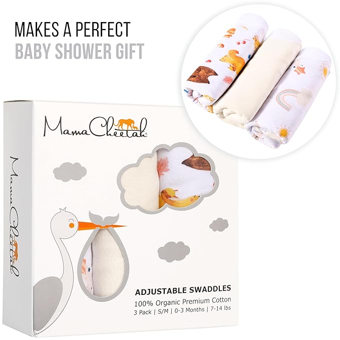 Mama Cheetah Baby Swaddle Blanket with Zipper, Newborn Swaddle Sack, Baby Swaddles Sleep Sack 0-3 Months, Baby Swaddle Wrap for Baby Boy & Girl, 3-Pack