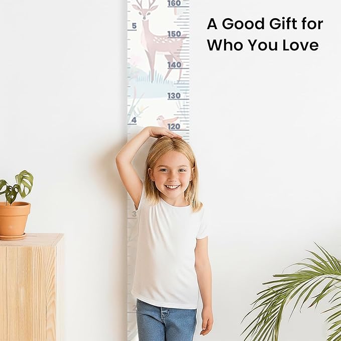 Growth Chart for Wall 7 Ft - Height Chart with Keepsake Wood Box & Star Hook, Waterproof Canvas Wall Ruler, Neutral Nursery Wall Decor for Baby Kids Toddlers