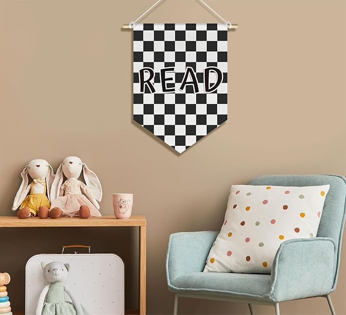 Read Wall Art Decor Banner Flag Kids Nursery Toddler Room Decor, Read Sign for Classroom Reading Corner Kid Bedroom Wall Decor, 15x11in