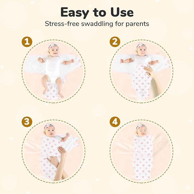 Mama Cheetah Preemie Swaddle Sack, Organic Swaddling Sleep Sacks for Preemies, Swaddle Blanket Wrap, Easy Swaddles for Premature Baby Girl 4-7 lbs, Newborn Essentials, 3-Pack, Cotton, Grey/Pink