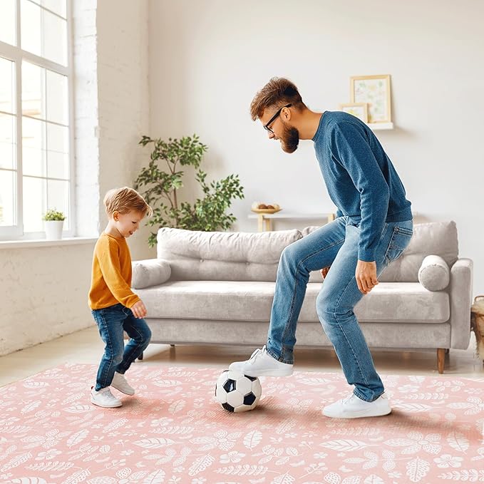 PopsyKosy Premium Baby Floor Play Mat - Thick & Cushioned 0.5 inch Playroom Foam Mat, Non-Toxic Odorless - 6 Tiles - Spacious 6x4 ft. - Stylish & Large, Waterproof for Kids & Toddlers - Baby Coral
