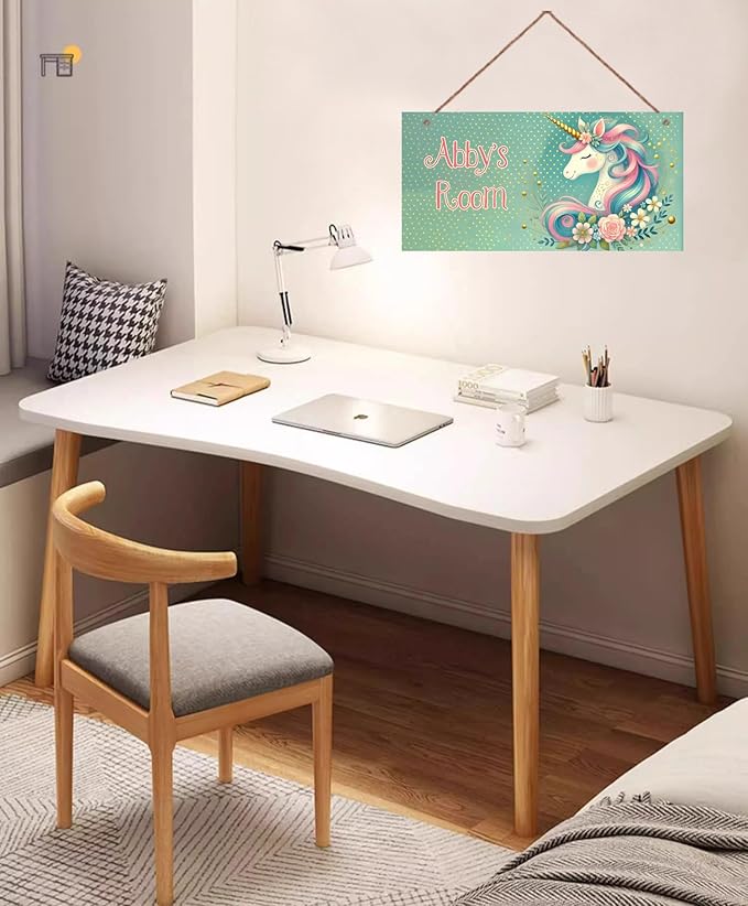 Personalized Sign Vintage Unicorn Kids Room Decor, Flowers Theme Little Man Cave Wall Art Decor for Nursery, Nursery Door Decor for Toddler Baby Boys Room