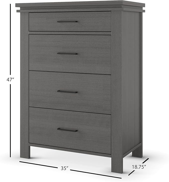 Child Craft Denman Crib, Dresser and Chest Nursery Set, 3-Piece, Includes 4-in-1 Convertible Crib, Dresser and Chest, Grows with Your Baby (Midnight Gray)