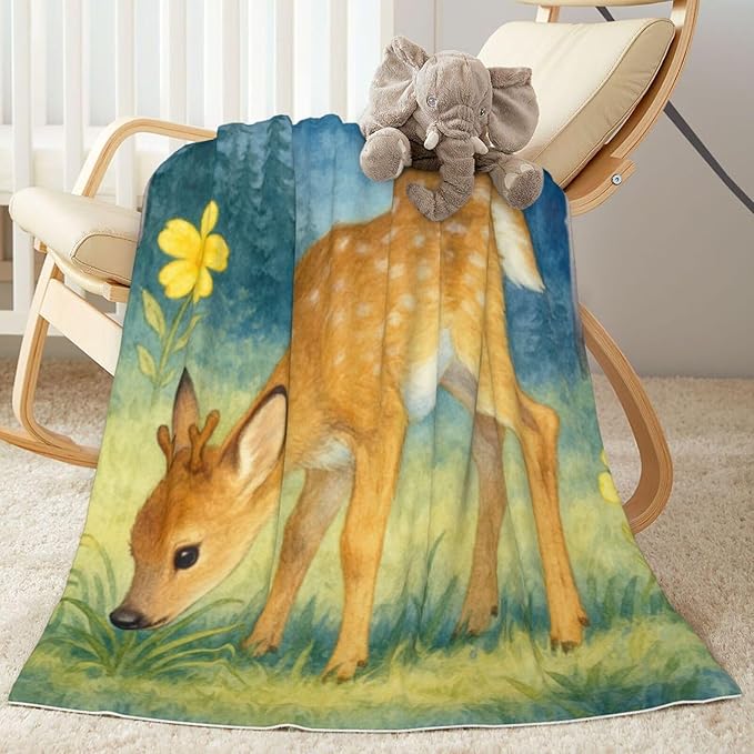 Ship Next Day Personalized Baby Blanket for Kids, Custom Baby Blanket with Name, Super Soft Flannel Blankets, Custom Deer Animal Blankets Baby Gifts for Christmas.