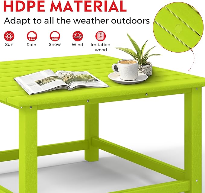 Costaelm Outdoor Kids Table, Toddler Dinner Table Baby Desk Outdoor Childrens Party Tables for Arts & Crafts, Snack Time, Multi-Activity Desk for Ages 2-8 in Classroom/Outside, Lime