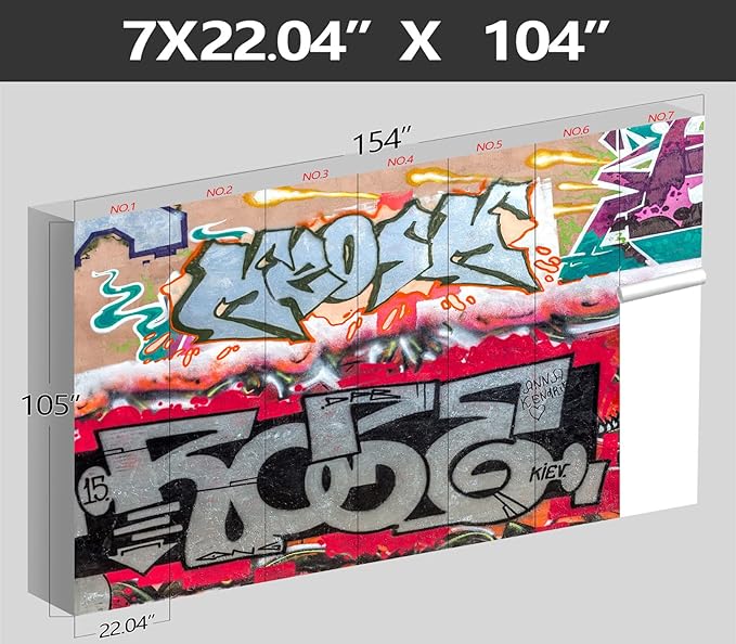 XMPMBM-Graffiti Art backsplash Large Decorative Wallpaper Bedroom Bathroom Nursery Room Wall Mural- W 154" X H 105"(112 Square Foot)