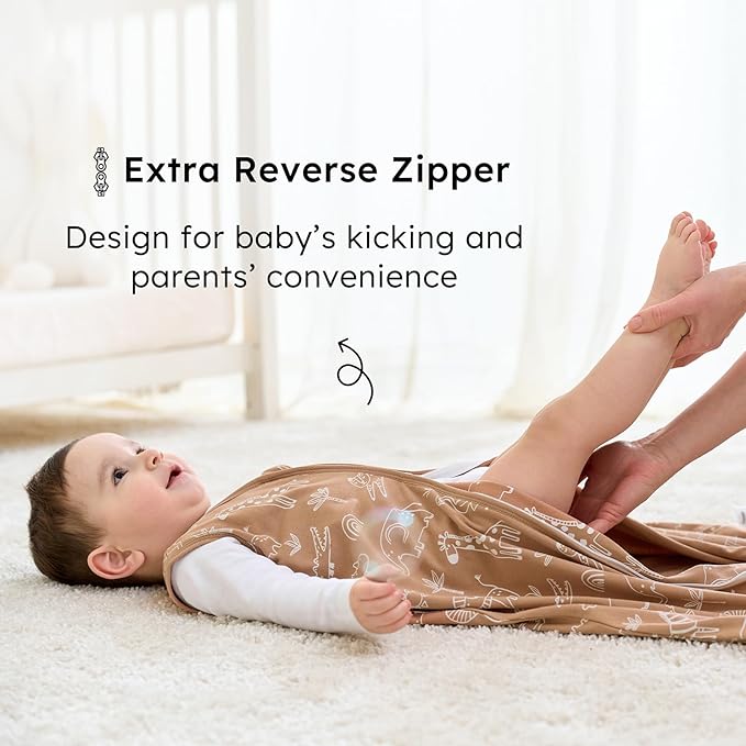 Baby Sleep Sack 18-24 months, 100% Cotton Sleeping Sack for Newborn and Infant, 3 Pack Baby Wearable Blanket for Boy and Girl, 0.5 Tog Lightweight Double Zipper Sleep Bag Green Brown Giraffe