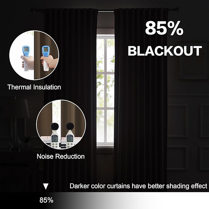 Blackout Curtains/Drapes 105 Inches Long, Light Blocking Privacy Draperies,52 inches by 105 inch,2 Panels,Brown