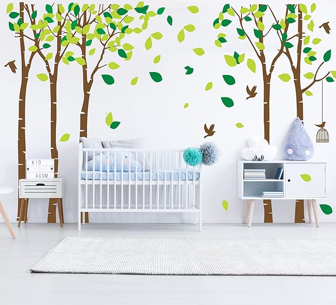 Giant Jungle Tree Wall Decal Tree Wall Sticker Removable Vinyl Sticker Mural Art Kids Room Nursery Bedroom Living Room Decoration (103.9x70.9)