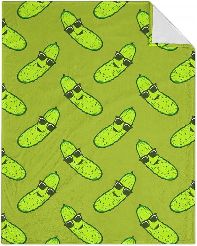 Pickle Throw Blanket for Teen - 50x60 Inches Throw Size - Soft Fluffy Cozy Blankets Gift - Green Funny Blanket Throws for Living Room Decorative