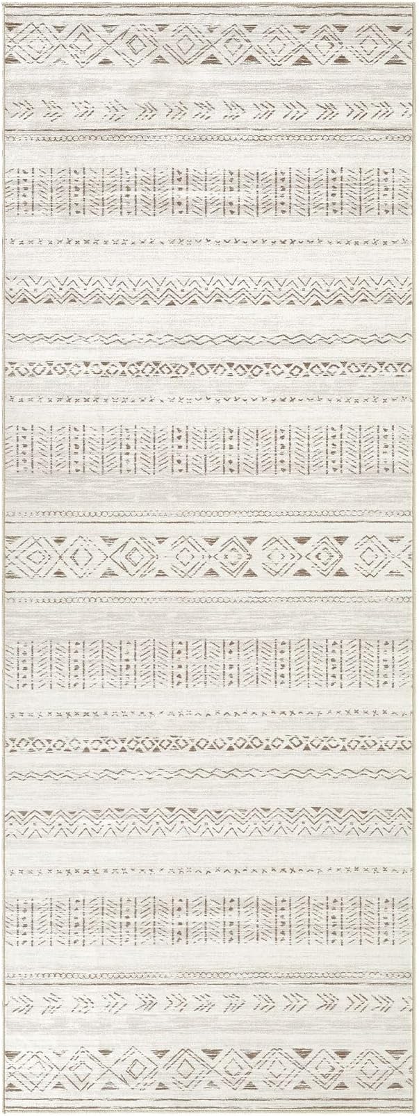 Area Rugs for Living Room Washable Living Room Rug Soft Neutral Indoor Floor Carpet Non-Slip Stain Resistant Modern Boho Rugs for Bedroom Dining Room Kids Room Nursery Office Home Brown/Cream