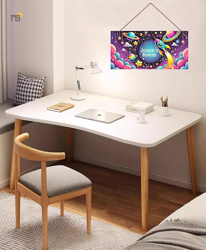Personalized Name Sign Universe Theme Decor For Kids Room and Baby Nursery Kids Bedroom Wood Plaque Hanging Out Space Wall Art Decor