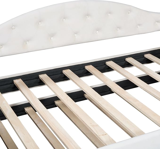 Bellemave Twin Size daybed Frame with Trundle for Adults, Kids, Girls, Teens, Tufted daybeds with Trundle for Living Room, Velvet, (Mattress not Included), Beige