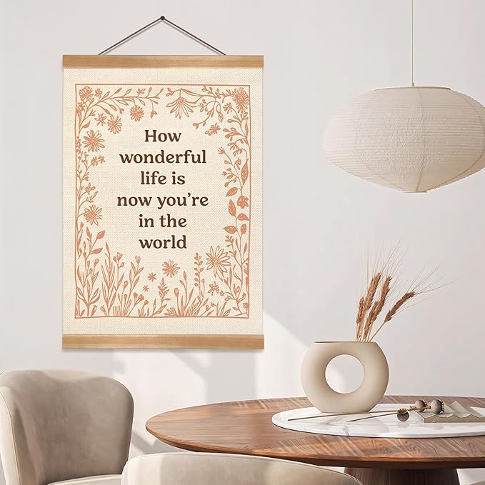 ZTGDA How Wonderful Life is Now Wall Art Decor, Boho Wall Poster,Boho Canvas Hanging Banner Wall Decor for Nursery Playroom Kids Room Home, Office12x16inch