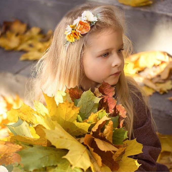 Baby Girl Floral Headbands- 3pcs Nylon Headband Handmade Flower Crown Elastic Hairband Newborn Toddler Hair Accessories Gifts for Girls (1-6 years old)