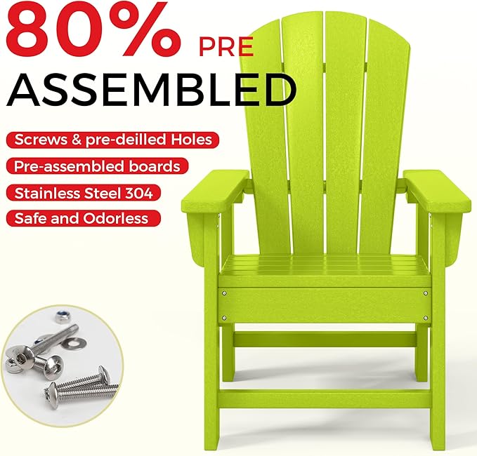 Costaelm Paradise Kids 5-Piece HDPE Outdoor Square Patio Dining Table and Chairs Set, Lime