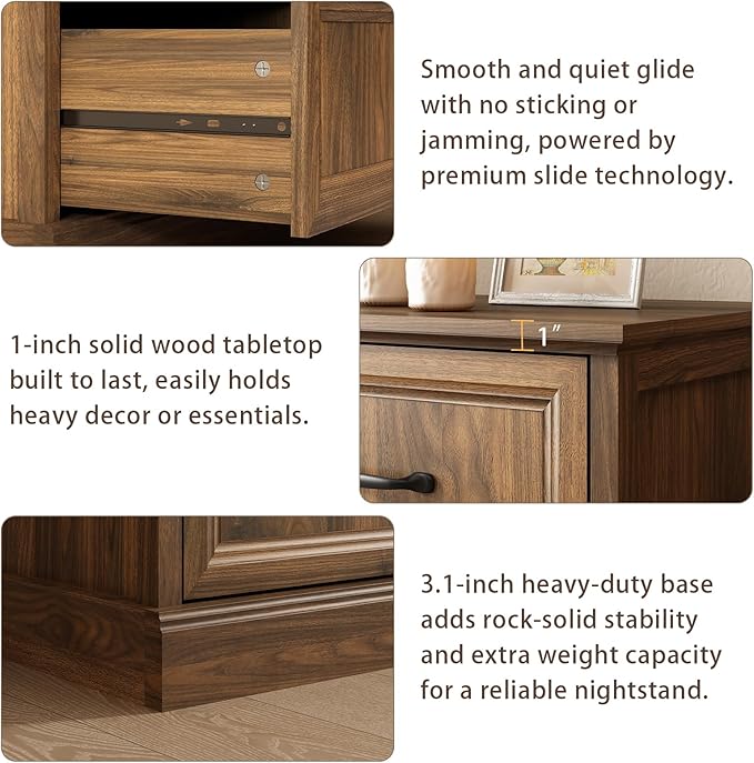 Farmhouse 7 Drawer Dresser for Bedroom, 55 Inch Wide Modern Walnut Dresser TV Stand with Large Drawers & Bar Handles, Rustic Wood Chest of Drawers for Bedroom, Living Room, Hallway, Entryway.