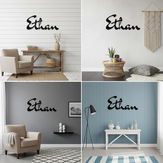 Custom Metal Words - Bold Modern Script Name Sign - Custom Name Sign Baby - Strong Laser Cut Cursive Wall Art for Baby Name, Wedding & Modern Home Decoration Gift
