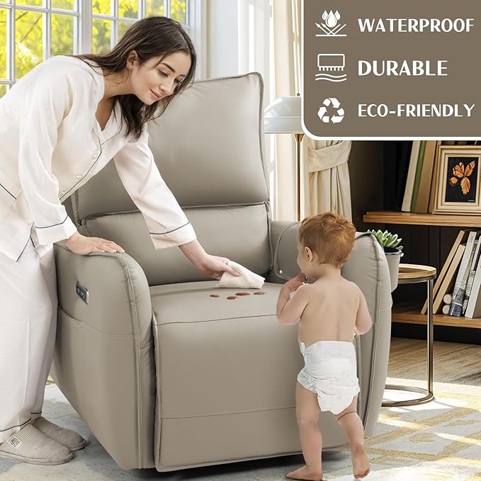 Power Recliner Gliders for Nursery, Electric Swivel Rocker Recliner Chair, Comfy Upholstered Living Room Reclining Rocking Chairs with Lumbar Support