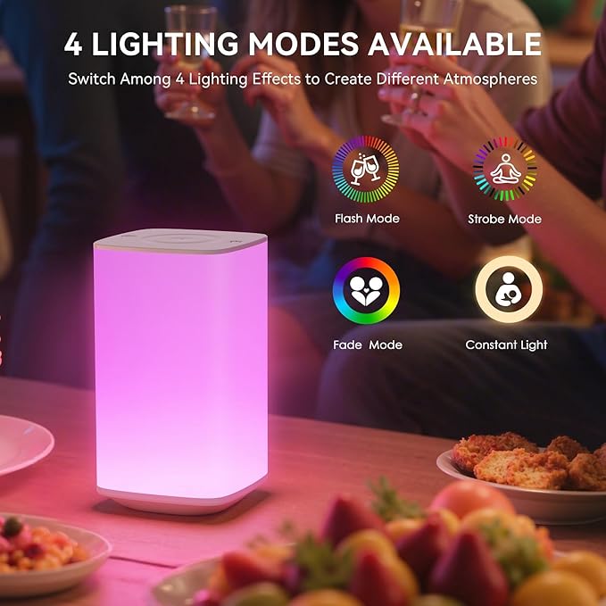 Auxmir Nursery Night Light for Baby, Portable Night Lamp with LED Stepless Dimming & 256 RGB Colors for Kids Adult, Breastfeeding, Sleep Aid, 4000mAh Rechargeable Bedside Table Lamp with Timer, White