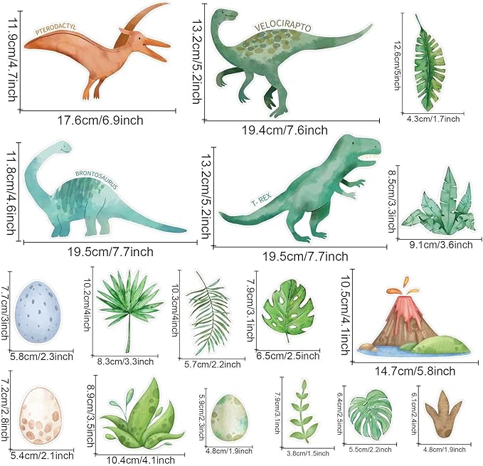 Wall Decals for Kids Room - Self Adhesive Removable Dino Palm Tree Wall Stickers, Jungle Nursery Bedroom Playroom Classroom Decor, Easy Peel & Stick Boys/Girls Home Art