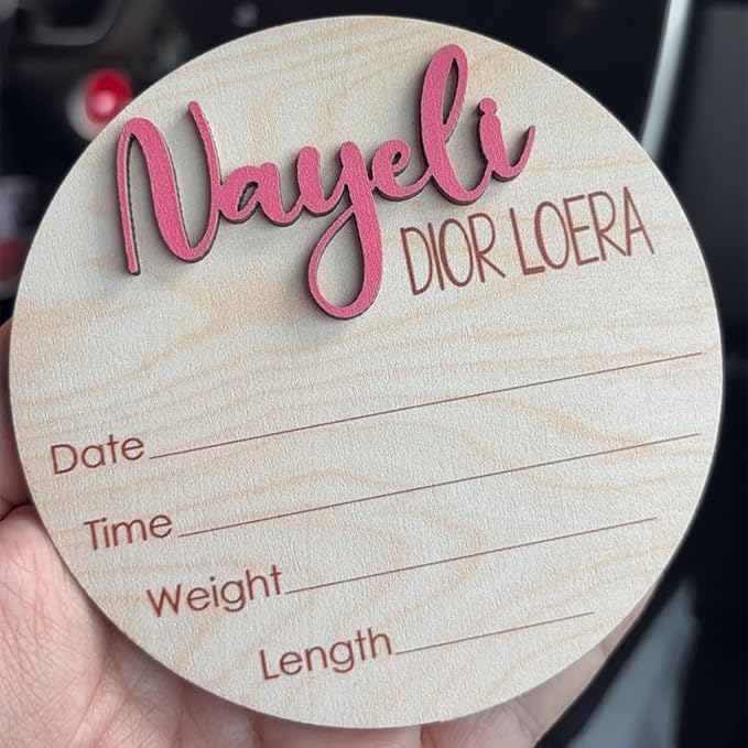 NAZENTI Personalized Baby Name Announcement Wooden Signs, Custom Birth Announcement Sign For Hospital, Baby's Arrival Gift For Decor, Birth Stat Sign, Gifts For Baby Girl Or Boy Shower