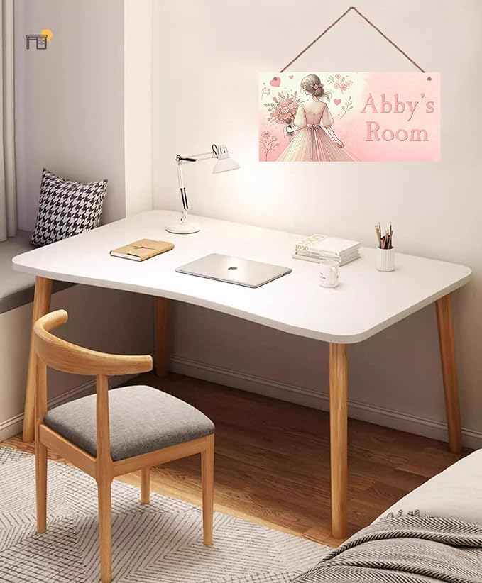 Personalized Signs Girl and Flowers Decor Custom Wooden Signs Nursery Name Hanging Décor Kids Door Sign For Girls Room