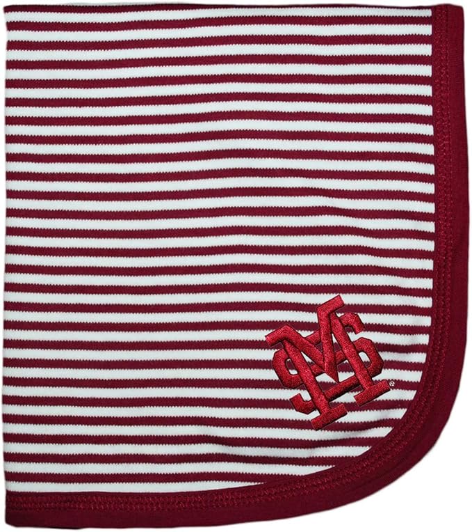 Creative Knitwear Mississippi State Interlocking MS Striped Baby and Toddler Blanket