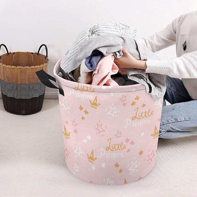 Pink Crown Princess Laundry Basket Princess Room Decor Dirty Clothes Kids Laundry Hamper Girls Bedroom Decor