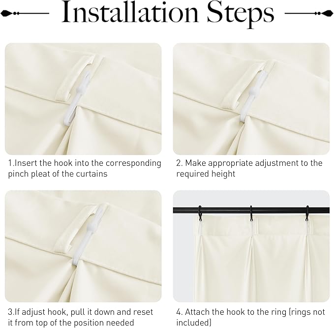 StangH Extra Wide Pinch Pleated Velvet Curtains, Ivory White Light Dimming Bedroom Curtains & Drapes 96 inch Length Thermal Insulated Elegant Home Decor for Nursery Wedding, W72 x L96, 1 Panel
