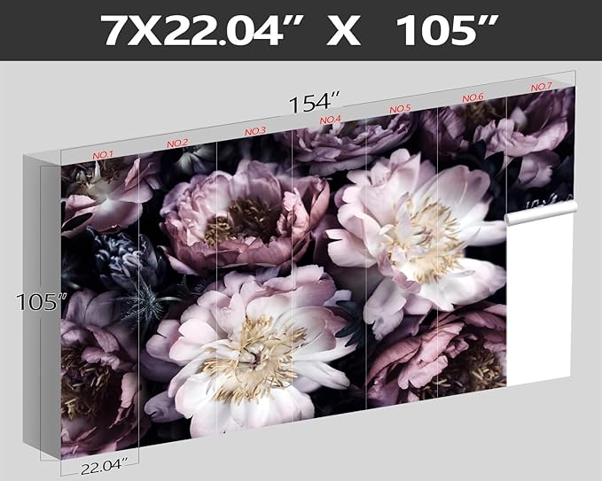 XMPMBM-Purple Peony Floral Fabric Wallpaper Living Room Bedroom Bathroom Wall Mural-W 154" X H 105"(112 Square Foot)