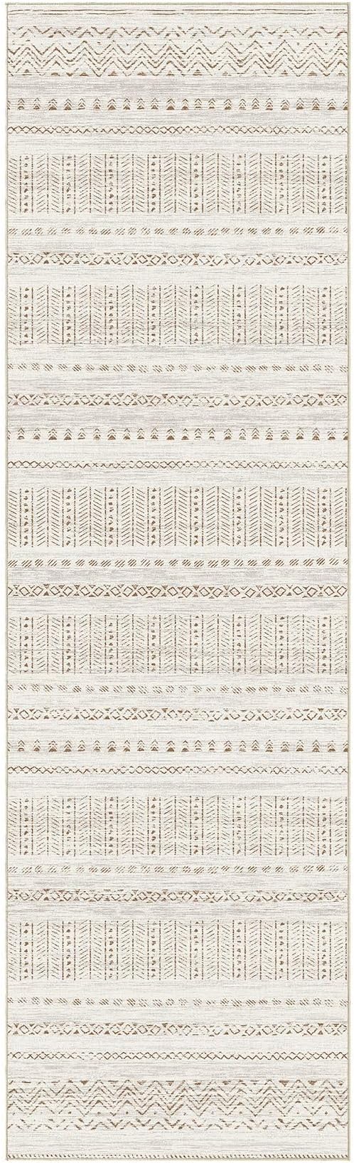 Area Rugs for Living Room Washable Living Room Rug Soft Neutral Indoor Floor Carpet Non-Slip Stain Resistant Modern Boho Rugs for Bedroom Dining Room Kids Room Nursery Office Home Brown Cream