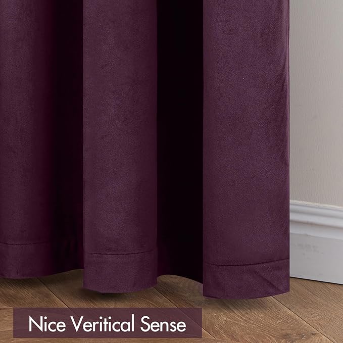 MIULEE Purple Orchid Velvet Curtains Thermal Insulated Blackout Curtain Drapes for Bedroom Living Room Darkening 108 Inches Long Curtains Panels Rod Pocket Set of 2
