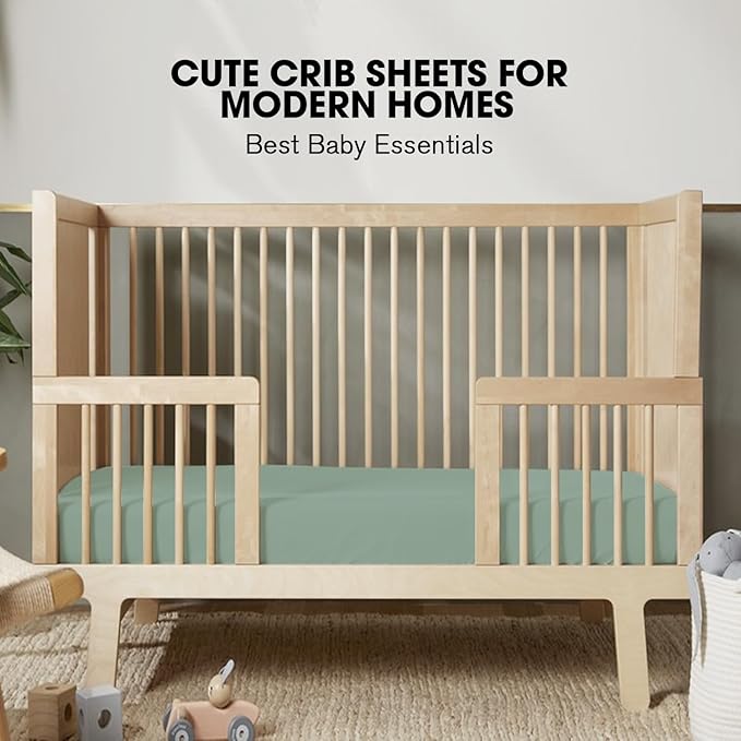 Little Grape Land Crib Sheets 4 Pack, Baby Crib Sheet Set for Standard Crib & Toddler Mattress, Super Soft Breathable Crib Mattress Sheets Fitted Girl & Boy, Leaves/Cactus/Green/Grey Set