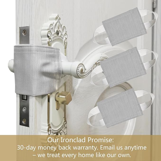 Door Silencer & Baby Door Latch Cover - Quiet Close Cushion Pads Prevent Slamming & Locking, Noise-Reducing Door Closer for Toddler Safety (3-Pack, Light Gray, 4.1x3.1in)