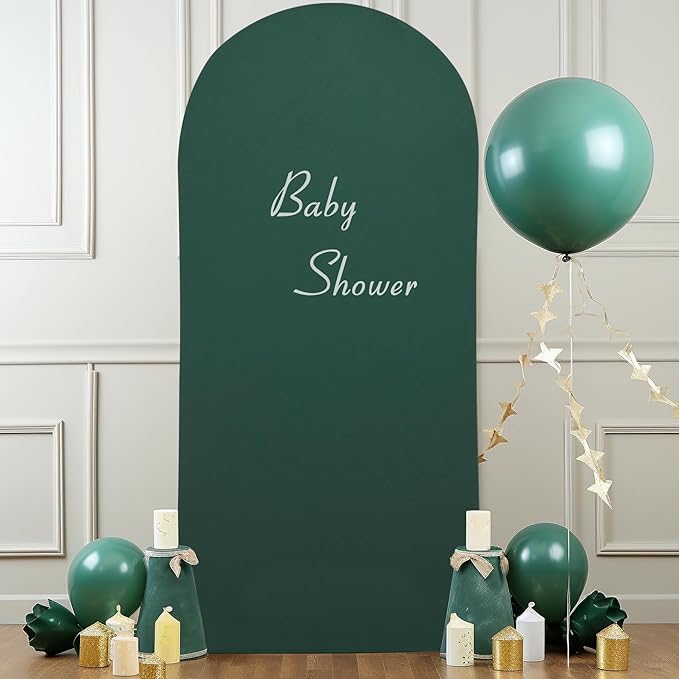 6.6FT Hunter Green Arch Backdrop Cover, Spandex Fitted Wedding Arch Stand Covers 2-Sided Round Top Chiara Arch Backdrop Cover for Wedding Ceremony Birthday Party Baby Shower Banquet Decoration