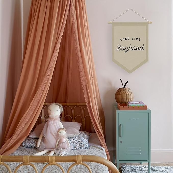 Boys Room Decor, Long Live Boyhood Linen Canvas Banner, Boy Nursery Wall Hanging Pennant Flag Banner for Boys Kids Toddler Room Bedroom Playroom Decor, 15x11in - Neutral