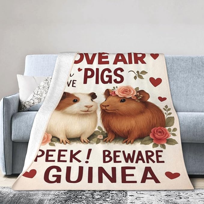 Cute Guinea Pig Throw Blanket Soft Cozy Fleece Fuzzy Plush Warm Stuff Bedding Blanket for Boys Girls Kids Adult Men Women 50"X60"