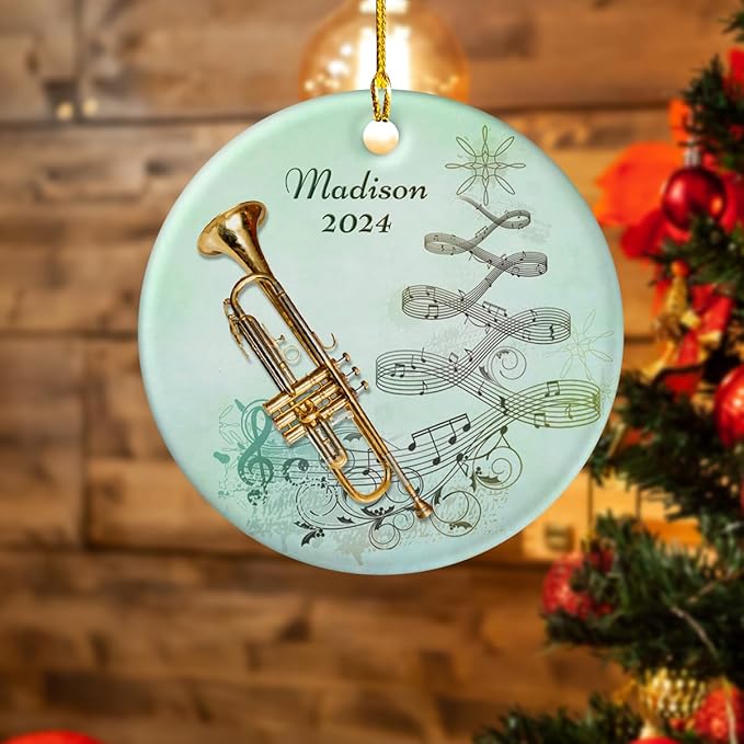 wowcugi Trumpet Ornament Personalized Instrument Ornaments for Christmas Tree Xmas Tree Decorations Keepsake Gifts for Band Instruments Music Lovers