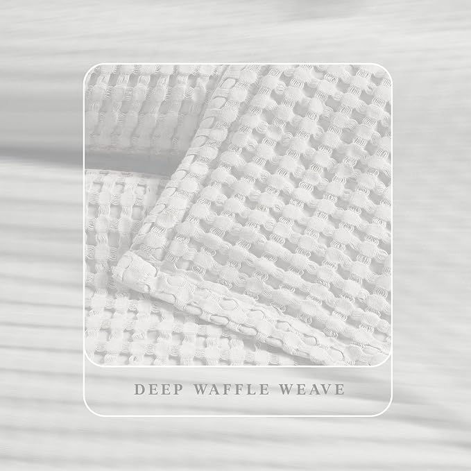 Threadmilll Cooling Waffle Blanket King Size | Breathable, Lightweight and Cooling | Made from Rayon Derived from Bamboo | Waffle Throw Blanket for Couch and Sofa | 106 x 92 Inches | White