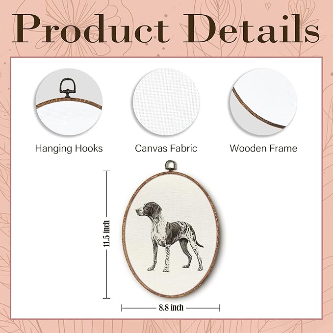 German Shorthaired Pointer Oval Wall Art Framed, Dog Mom Gifts Oval Wall Decor, Dog Lovers Gifts Hanging Canvas Prints Wall Sculptures for Bathroom Bedroom Living Room Decor, 8.5x11.5 Inch