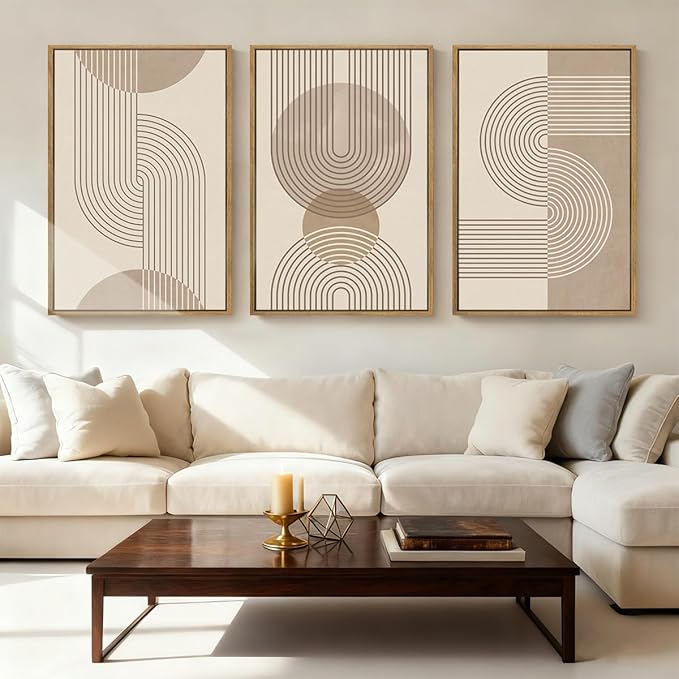 Anyzal Neutral Boho Wall Art Minimalist Abstract Line Artwork for Living Room Bedroom Office 16x24 Inch Set of 3