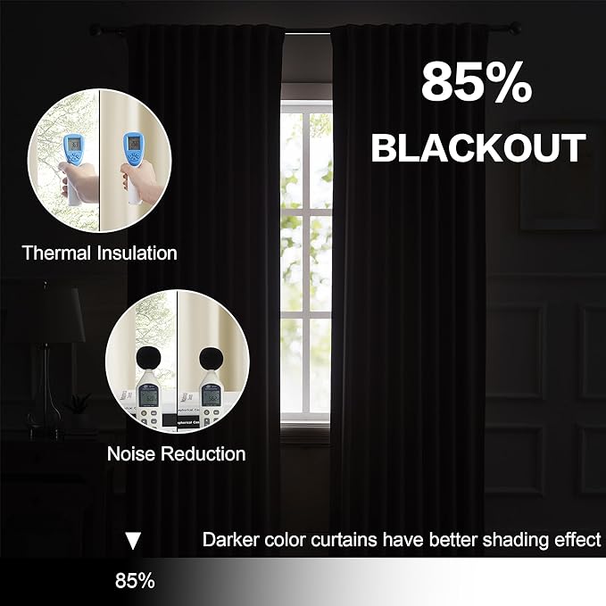 DUALIFE Cream Beige Curtains 105 Length 2 Panels, Blackout Curtains Thermal Insulated Window Treatment Room Darkening Drapes for Living Room Back Tab/Rod Pocket, 52 by 105 Inches Long