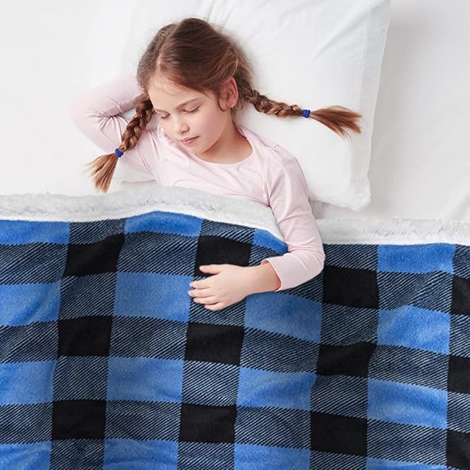 Ultra Soft Sherpa Fleece Plaid Baby Blanket | Cozy, Plush Throw Blanket for Kids | Reversible Plaid | Washable | Wide Size for Extra for Warmth & Comfort | Cute