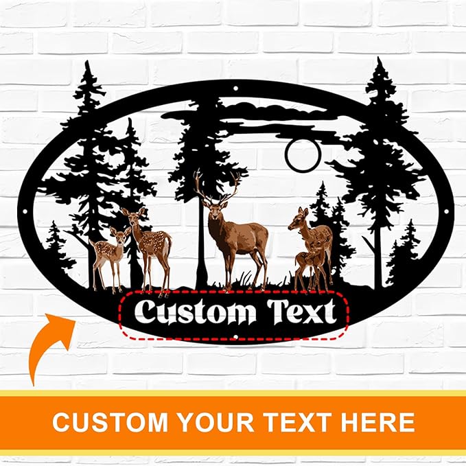 White Tailed Deers Metal Signs Customized, Deer Hunter's Gift, Custom Signs Outdoor Metal, Personalized Family Name Sign, Colorful Wall Art, Porch/Cabin/Lodge/Antler/Camping Decor