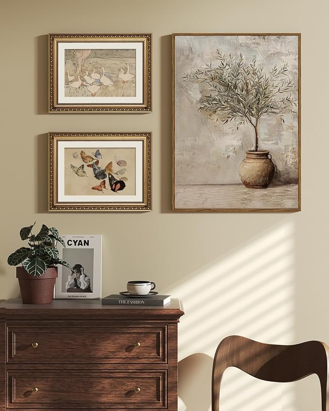 ARPEOTCY Vintage Gold Framed Wall Art, Nursery Duck Paintings, Aesthetic Canvas Picture Prints Artwork with Frame, Classical Victorian Wall Decor for Living Room Bathroom Bedroom 11x14 inch