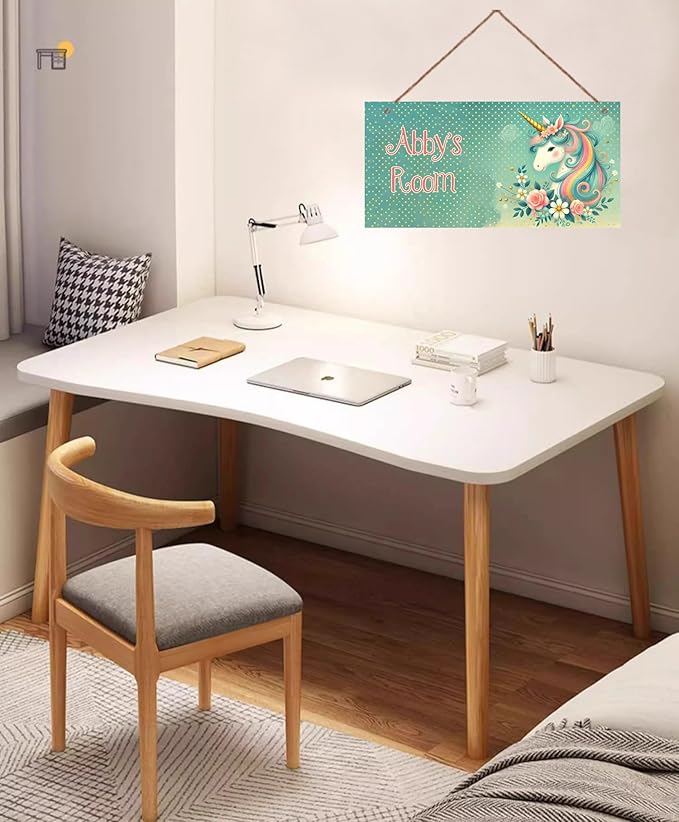 Personalized Sign Multicolour Unicorn Decor For Girls Room and Baby Nursery Kids Bedroom Custom Name Wood Plaque Hanging Plate Wall Art Decor