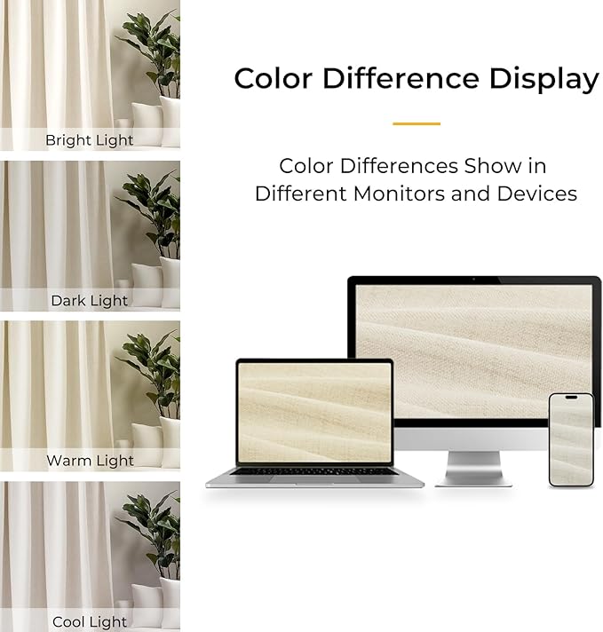 INOVADAY 100% Blackout Curtains for Bedroom, Black Out Curtains 96 Inch Long, Clip Rings Linen Blackout Drapes, Thermal Insulated Room Darkening for Living Room, 1 Panel - Cream,W102xL96