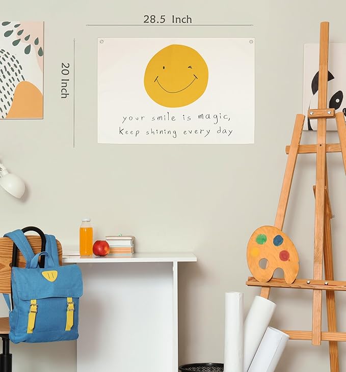 Boho Rectangular Banner Flag Wall Sign Decor Gift for Baby Boy Girl Kids,Nursery Baby Room Above Crib Bedroom Living Room Wall Decor-Your Smile Is Magic Keep-Baby,Shower Birthday Christmas Gift