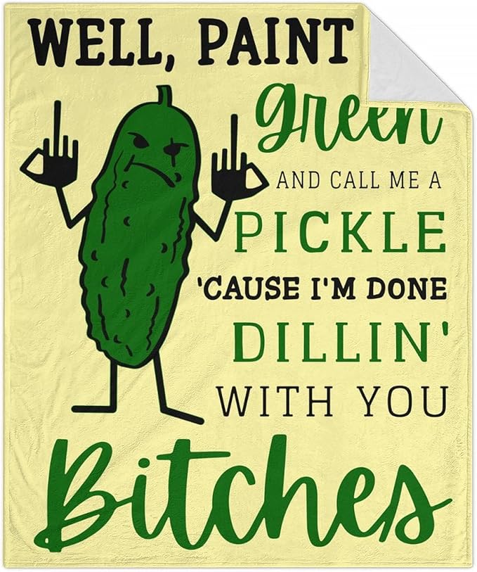 Pickle Throw Blanket for Teen - 50x60 Inches Throw Size - Soft Fluffy Cozy Blankets Gift - Beige Novelty Blanket Throws for Living Room Decorative
